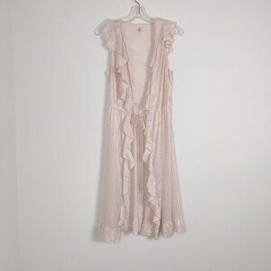 Victoria's Secret Women's Flutter Detailed Robe Pink Striped Size Large
